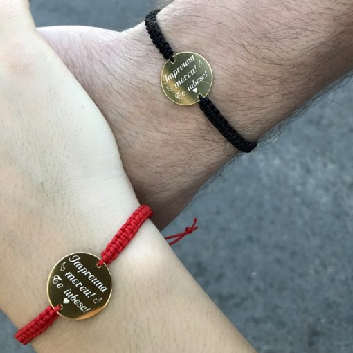 Bratari cu Banut Argint Placat cu Aur Personalizate – Cuplu [2]