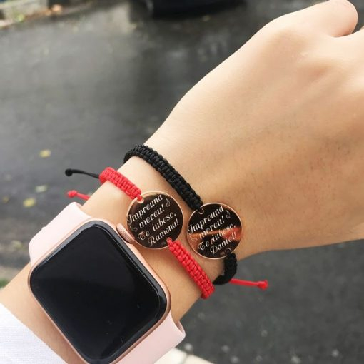 Bratari Snur Cuplu Argint Placat cu Aur Rose Personalizate [2]