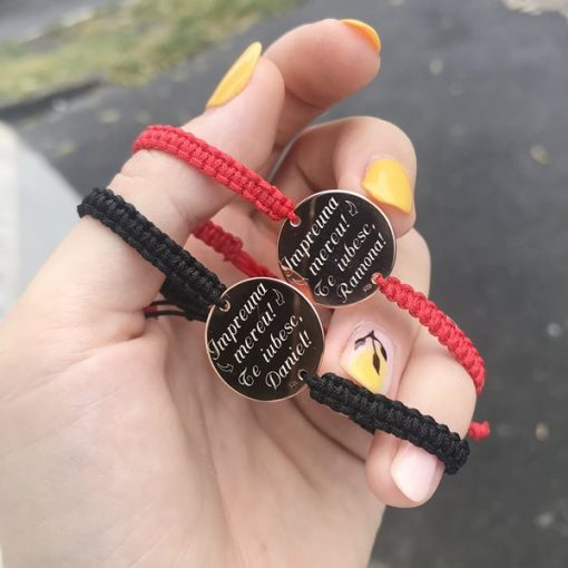 Bratari Snur Cuplu Argint Placat cu Aur Rose Personalizate [3]