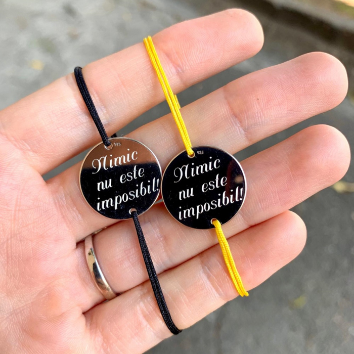 Bratari cuplu Argint personalizate cu mesaj (17 mm) [5]