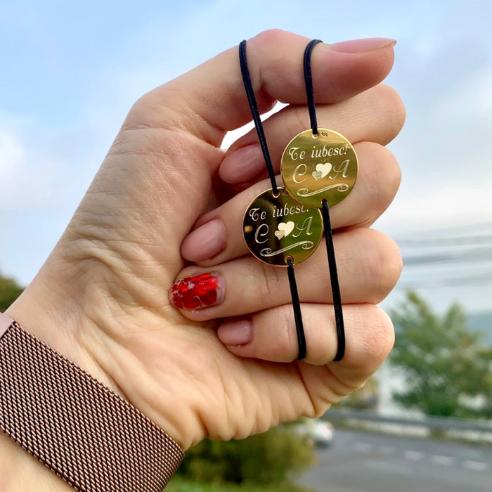 Bratari cuplu Argint personalizate cu mesaj (17 mm) [8]