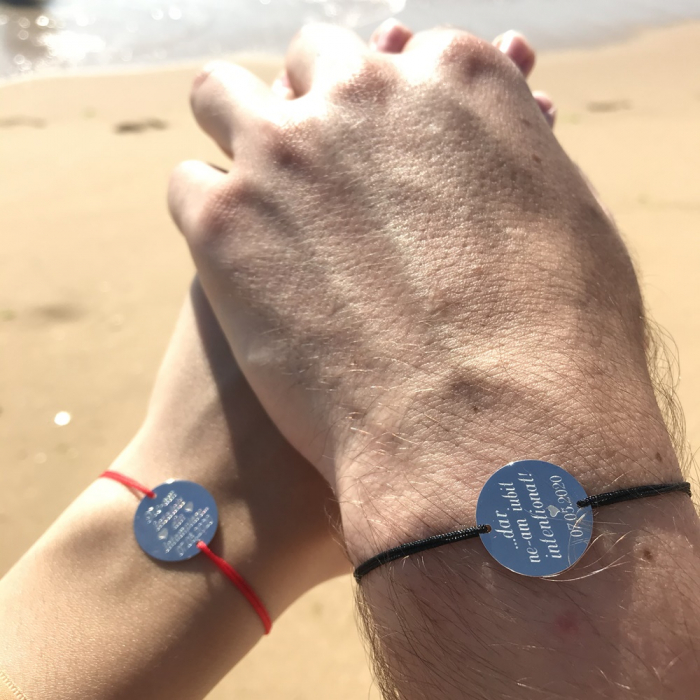 Bratari cuplu Argint personalizate cu mesaj (17 mm) [4]