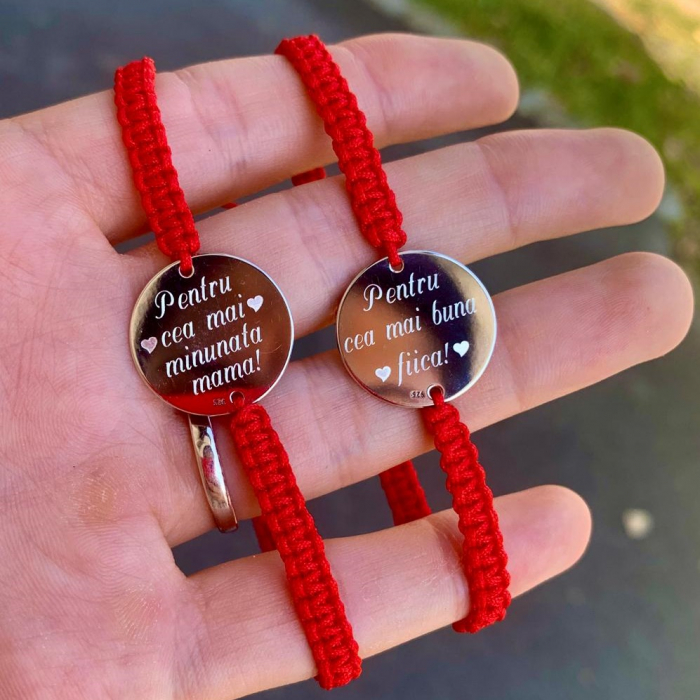 Bratari cuplu Argint personalizate cu mesaj (17 mm) [6]