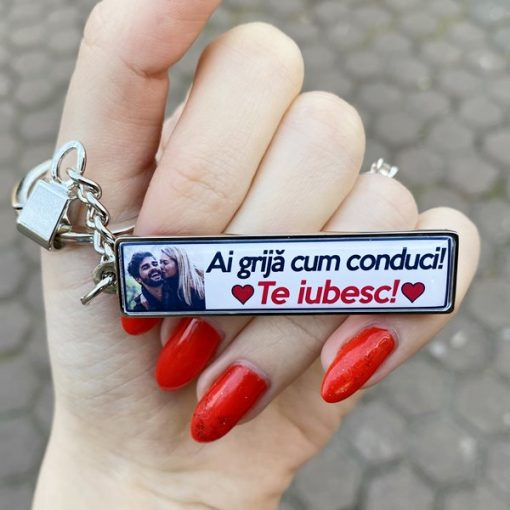 Breloc Ai Grija la Volan Personalizat cu Poza si Mesaj – Ai Grija Cum Conduci! Te Iubesc! [3]