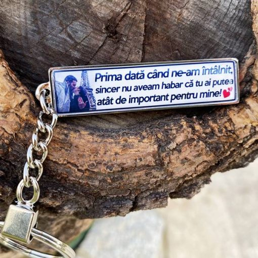 Breloc personalizat cu poza si mesaj – Prima data [3]