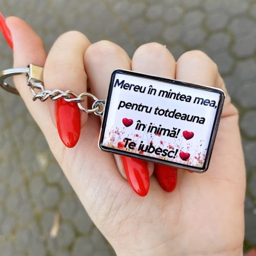 Breloc cu Text Personalizat – Mereu In Mintea Mea, Pentru Totdeauna In Inima! Te Iubesc! [2]