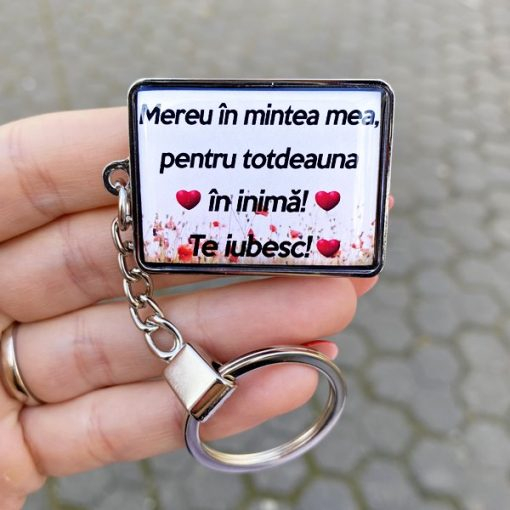 Breloc cu Text Personalizat – Mereu In Mintea Mea, Pentru Totdeauna In Inima! Te Iubesc! [3]