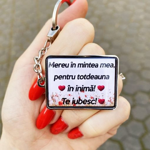 Breloc cu Text Personalizat – Mereu In Mintea Mea, Pentru Totdeauna In Inima! Te Iubesc! [4]