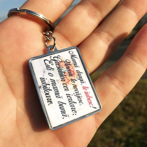 Breloc cu Poza si Text Personalizat – Mama Draga [3]