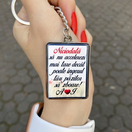 Breloc Masina Personalizat cu Mesaj – Niciodata Sa Nu Accelerezi Mai Tare! [3]