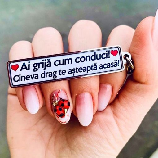 Breloc de Chei Personalizat cu Mesaj – Ai Grija Cum Conduci! Cineva Drag Te Asteapta Acasa! [2]