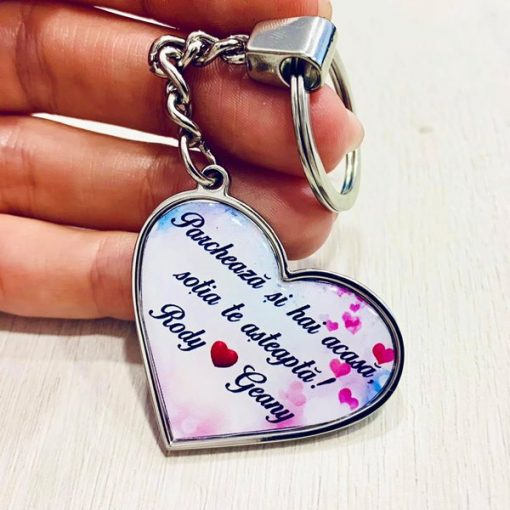 Breloc Personalizat Nume cu Inimioara si Mesaj [1]