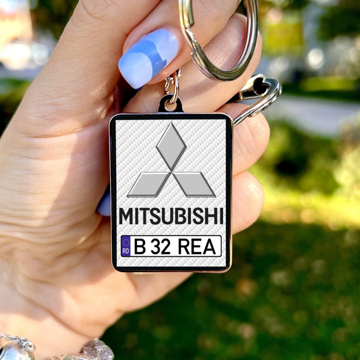Breloc MITSUBISHI personalizat cu numarul masinii [2]