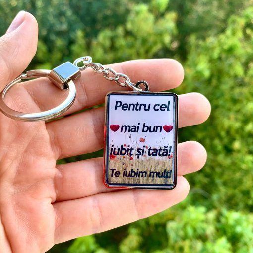 Breloc Iubit Personalizat cu Mesaj – Pentru Cel Mai Bun Iubit si Tata! Te Iubim Mult! [2]