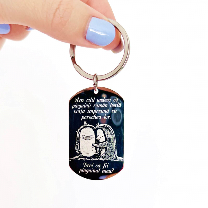 Breloc personalizat gravat – Pinguinii [2]