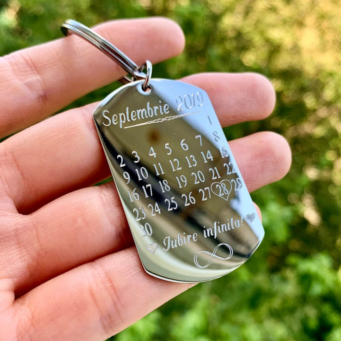 Breloc Personalizat Calendar cu Placuta Army 50 Mm si Gravura – Iubire Infinita [2]
