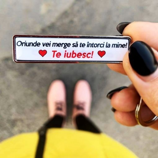 Breloc personalizat cu mesaj – Oriunde vei merge sa te intorci la mine! [4]