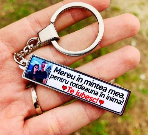 Breloc personalizat cu poză si mesaj – Mereu in mintea mea, pentru totdeauna in inima! [2]