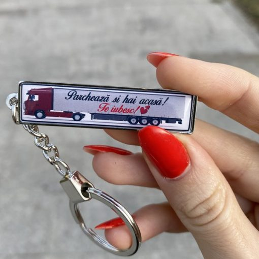 Breloc personalizat cu mesaj – Pacheaza si hai acasa! Te iubim! [3]