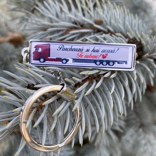 Breloc personalizat cu mesaj – Pacheaza si hai acasa! Te iubim! [2]