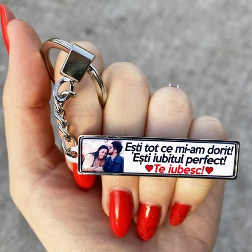 Breloc personalizat cu poza si mesaj – Esti tot ce mi-am dorit! Esti iubitul perfect! Te iubesc! [4]