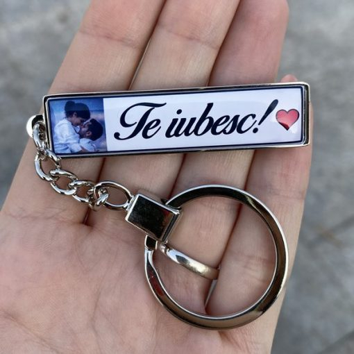 Breloc personalizat cu poza si mesaj – Te iubesc! [3]