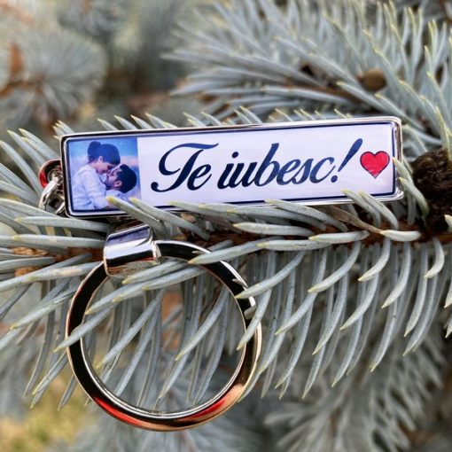 Breloc personalizat cu poza si mesaj – Te iubesc! [4]
