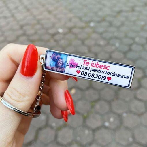 Breloc cu Data Personalizat cu Poza si Mesaj – Te Iubesc si Te Voi Iubi [3]