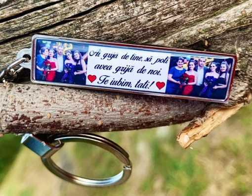 Breloc Personalizat cu Poze si Mesaj – Ai Grija de Tine sa Poti Avea Grija de Noi! Te Iubim, Tati! [3]