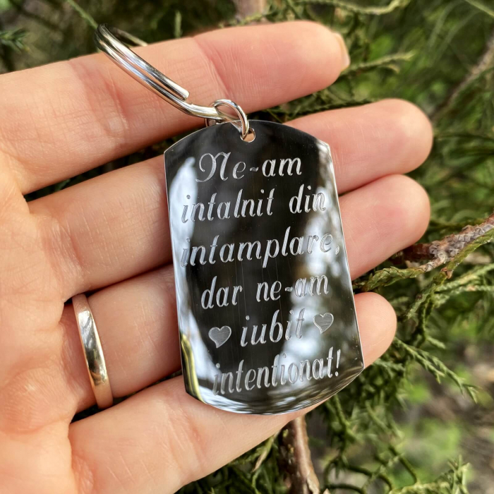 Breloc placuta army 50mm personalizat gravura cu mesaj- Ne-am intalnit din intamplare [3]