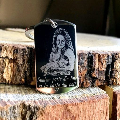 Breloc placuta Army 50mm personalizat gravura cu poza si mesaj – Suntem parte din tine si tu parte din noi [3]