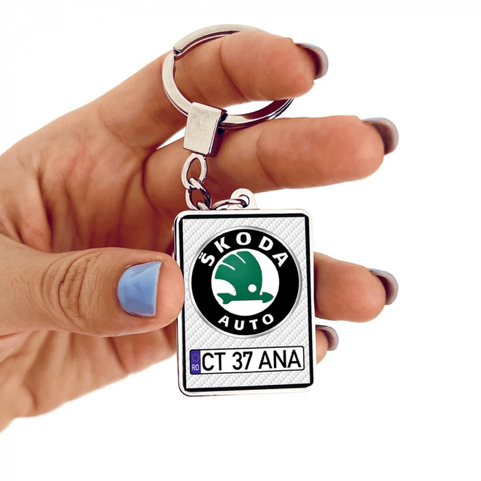 Breloc SKODA personalizat cu numarul masinii [1]