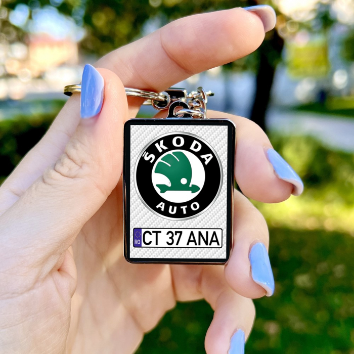 Breloc SKODA personalizat cu numarul masinii [2]