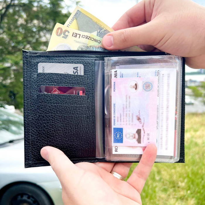 Pachet Portofel din piele cu prindere si breloc-VW [6]