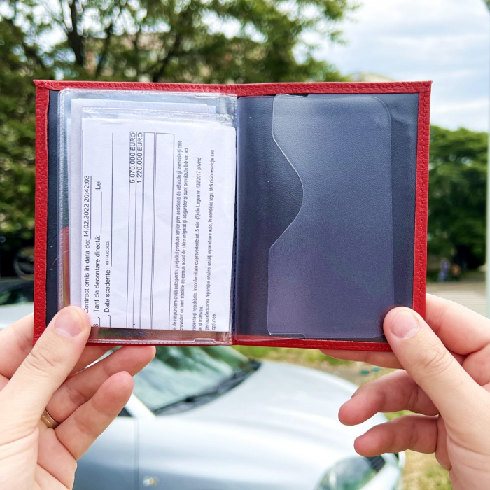 Port Acte Auto din Piele Personalizat rosu – VW [4]