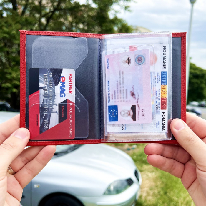 Port Acte Auto din Piele Personalizat rosu – VW [2]