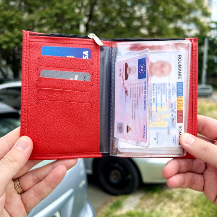 Portofel rosu SKODA Personalizat din Piele cu Sigla Masinii [3]