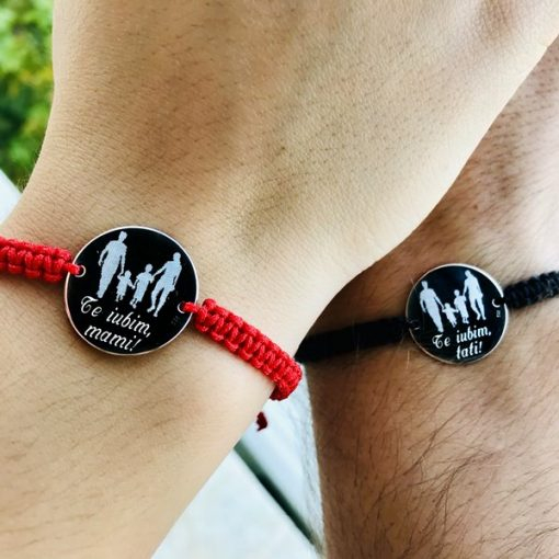 Set Bratari Familie Snur Impletit 19 Mm Personalizat Text Argint 925 [2]