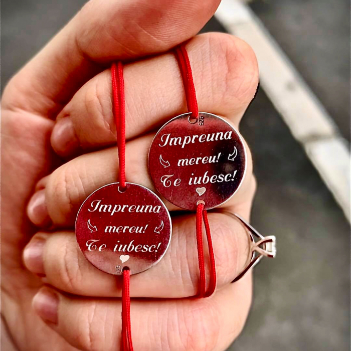 Bratari cuplu Argint personalizate cu mesaj (17 mm) [3]