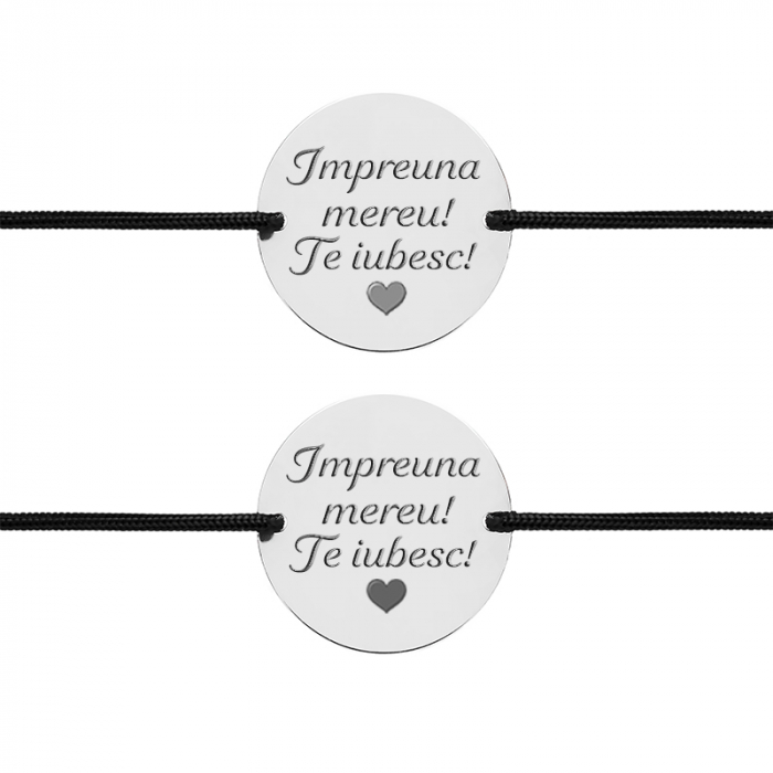 Bratari cuplu Argint personalizate cu mesaj (17 mm) [2]
