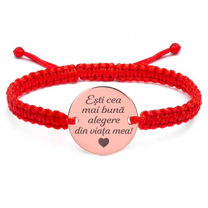 Bratara cu Snur Rosu cu Banut Personalizat – Stainless Steel [5]