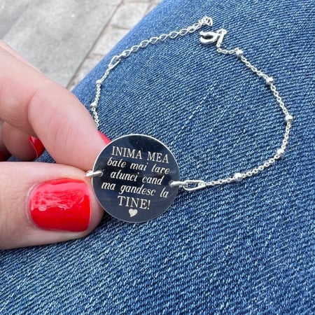 Bratara argint dama banut 17 mm personalizat cu mesaj [1]