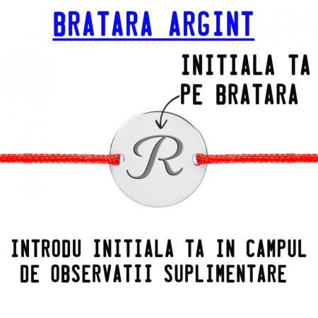 Bratari copii - Bratara Argint 10 mm personalizata cu initiala