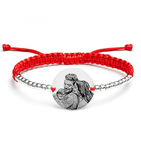 Bratara personalizata cu poza, snur impletit si bilute stainless steel [5]