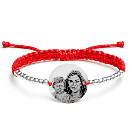 Bratara personalizata cu poza, snur impletit si bilute stainless steel [3]