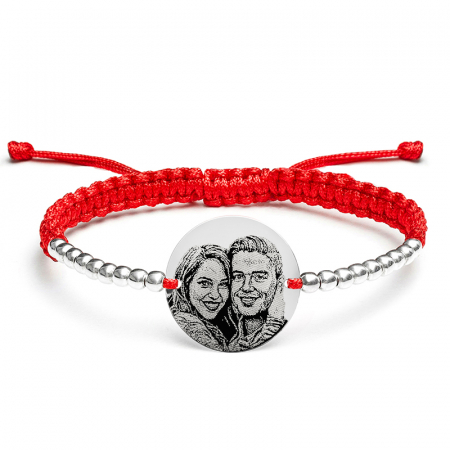 Bratara personalizata cu poza, snur impletit si bilute stainless steel [4]