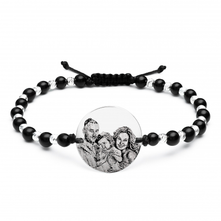 Bratara personalizata cu poza, mix onix si bilute banut 19 mm - stainless steel [2]