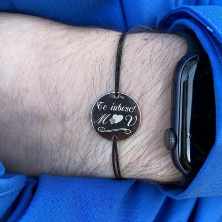 Bratara Argint snur si banut 17 mm personalizata cu mesaj [3]