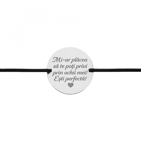 Bratara Argint snur si banut 17 mm personalizata cu mesaj [1]