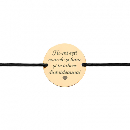 Bratara Argint snur si banut 17 mm personalizata cu mesaj [1]